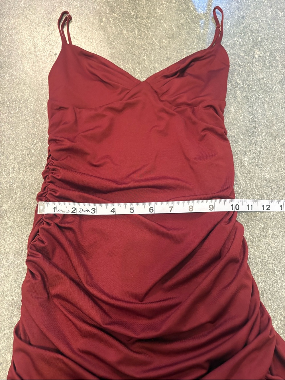 Oh Polly Ruched Asymmetric Ruffle Mini Dress Burgundy Wine Red Size US 4 / UK 8 - Picture 5 of 7